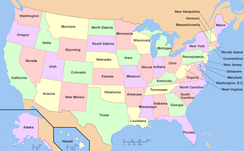 Mỹ có tất cả 50 tiểu bang